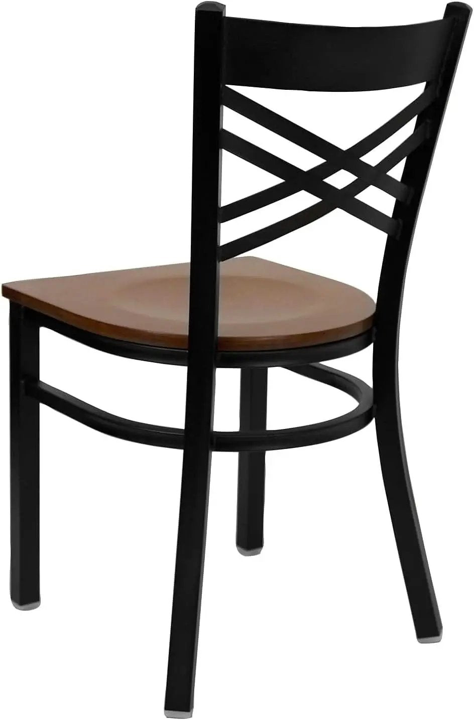 2 Pack HERCULES Series Black X Back Metal Dining Chairs With Cherry Wood Seats For Home Or Commercial Use from PriceLows™