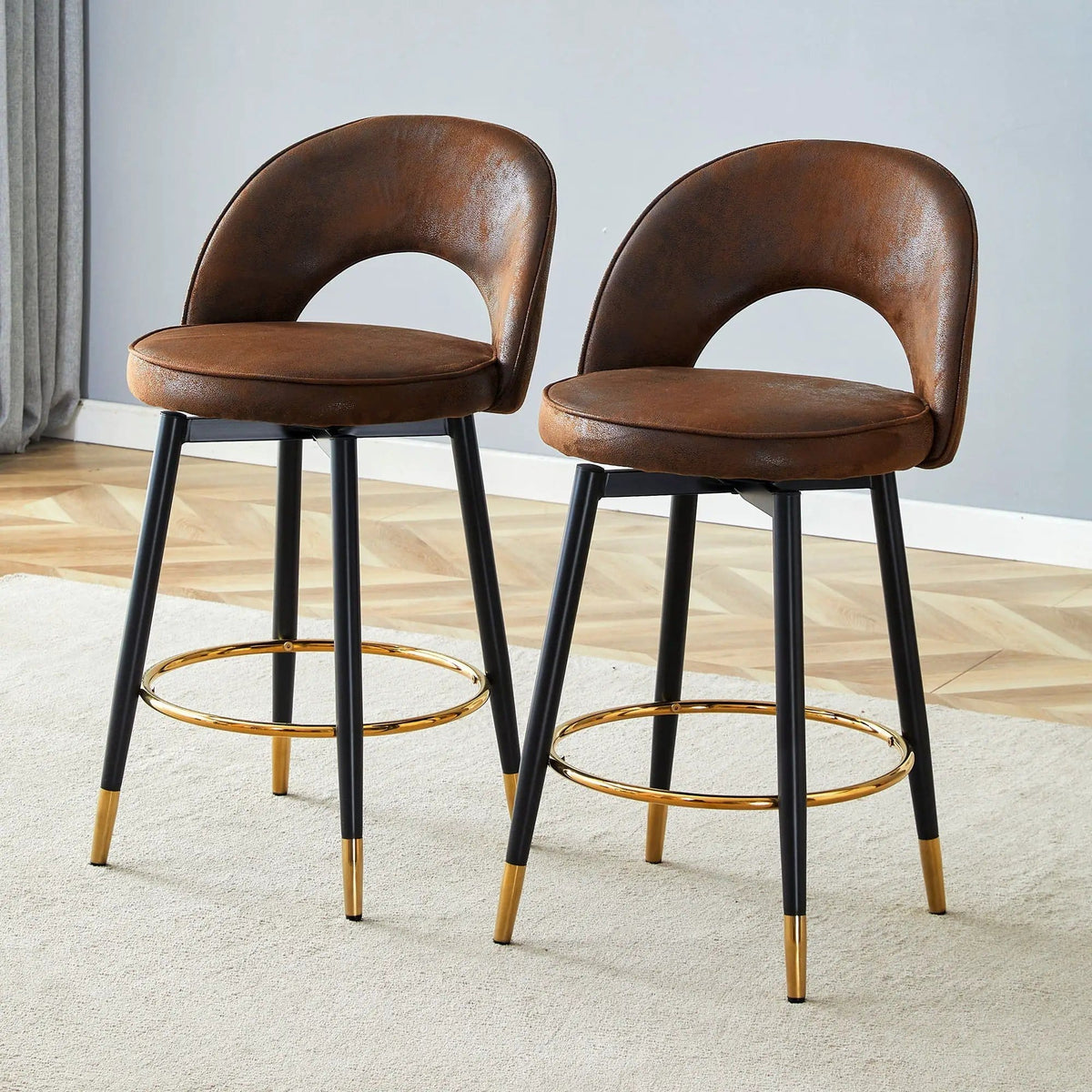 Upholstered Rotatable Bar Chair With Metal Legs For Dining Room Stool Set | Stool Set | Metal | Dining Room