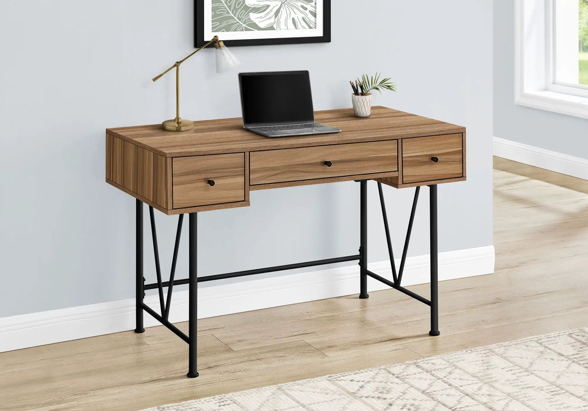 Transitional Computer Desk | Stylish Thick Paneled Design | Two Side Drawers | 30.5 Inch Height