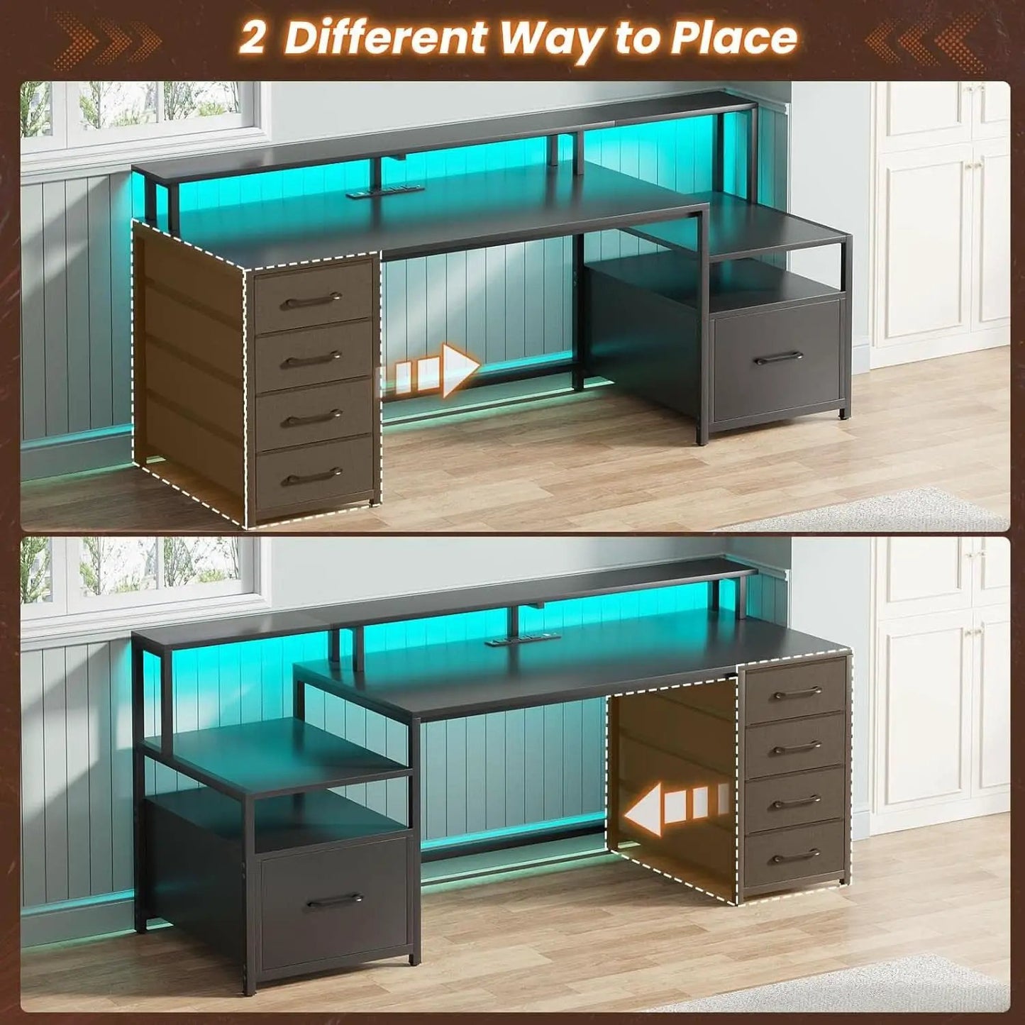 66 Inch Computer Desk 5 Drawers For Home Office Workspace from PriceLows™