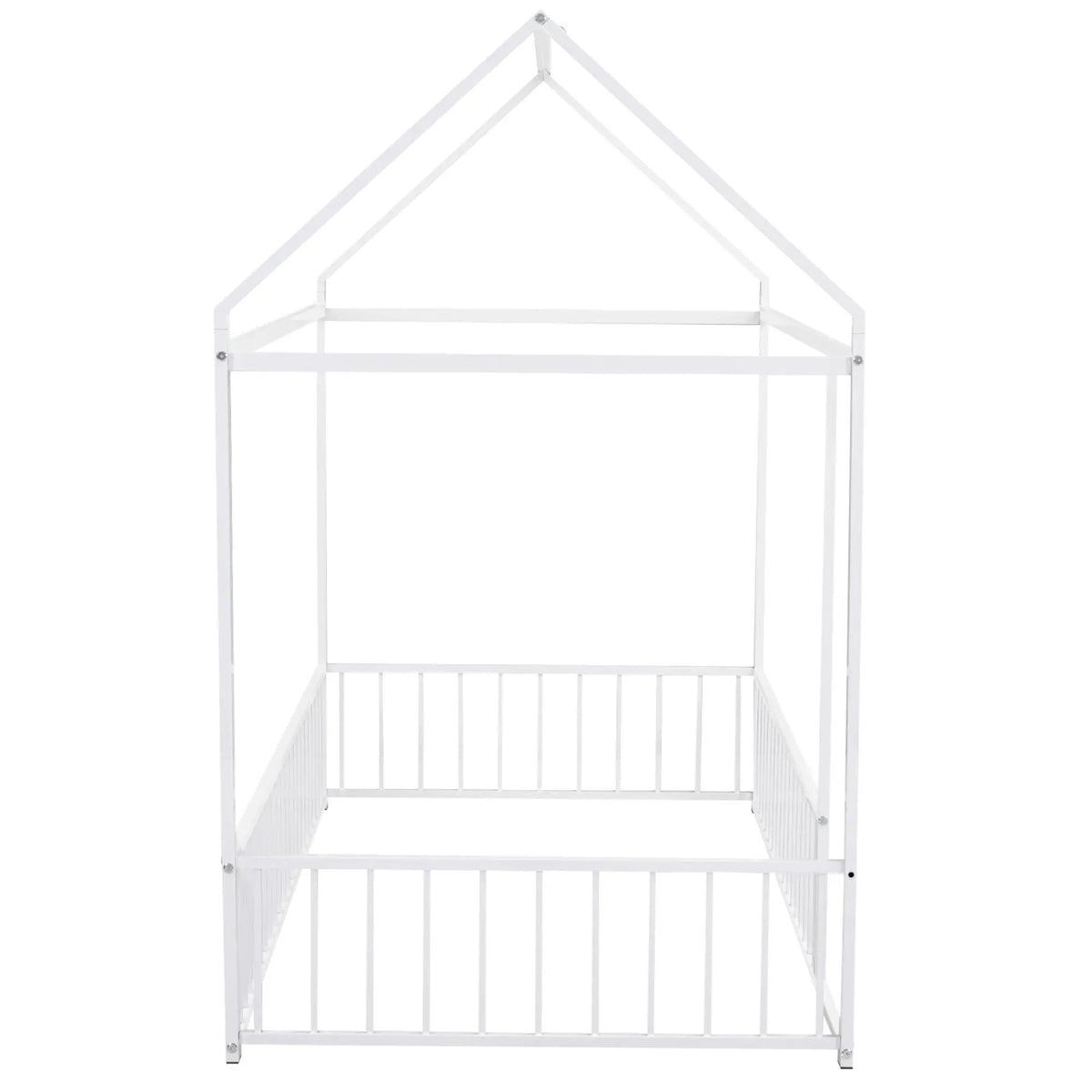 Kids Metal Bed Frame | Roof And Side Fence | Semi Enclosed Space | Three Colors