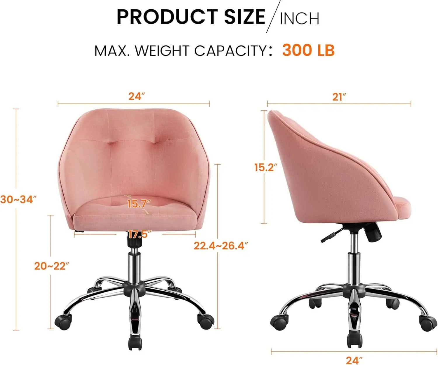 Pink Velvet Desk Chair With Swivel Office Chair Modern from PriceLows™