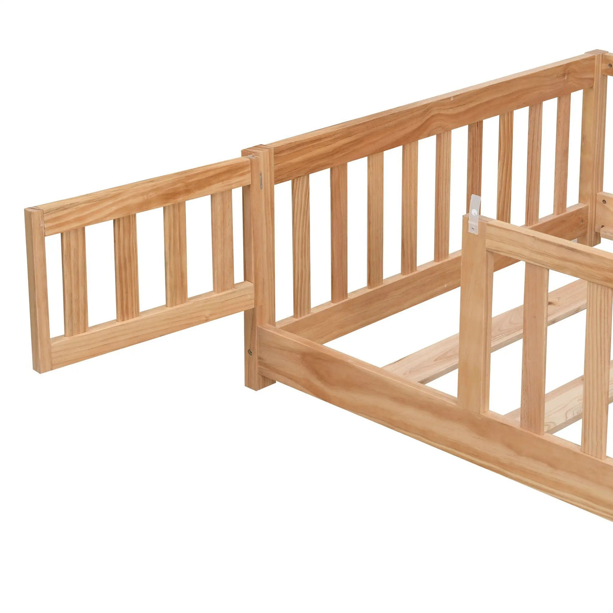Floor Bed | Solid Wood | Safety Guardrails | Toddler Size