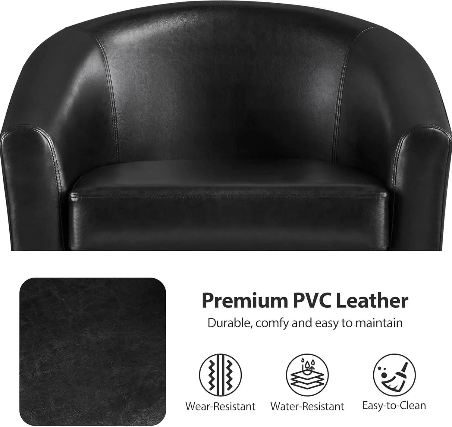 Black Synthetic Leather Barrel Armchairs With Cushions from PriceLows™