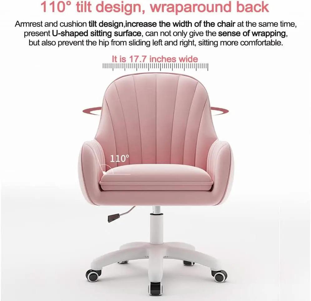 Velvet Home Office Chair With Tufted Mid Back And Height Adjustment from PriceLows™