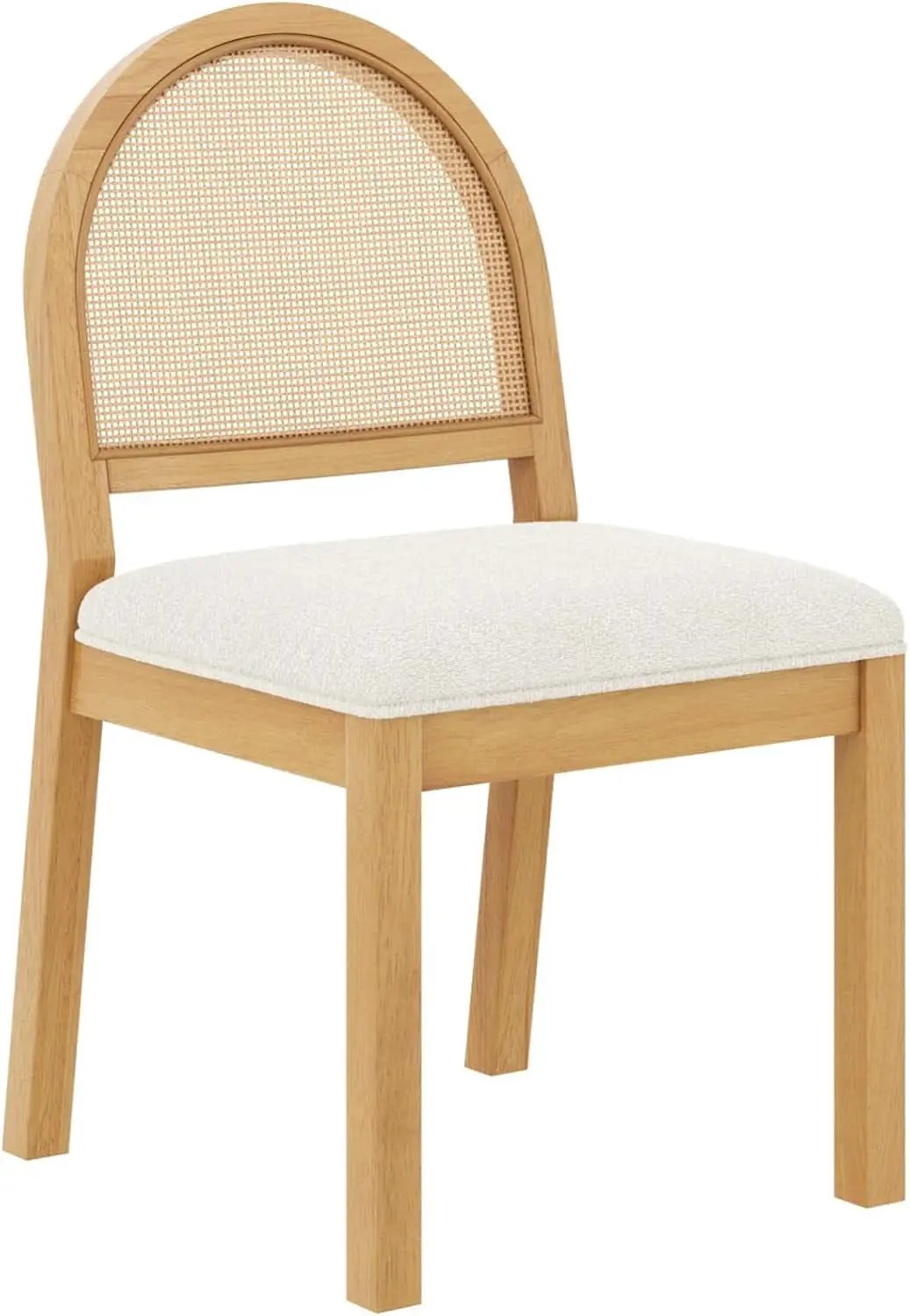 Bailey 19 Inch Boucle Dining Chair With Rattan Back And Wood Legs from PriceLows™