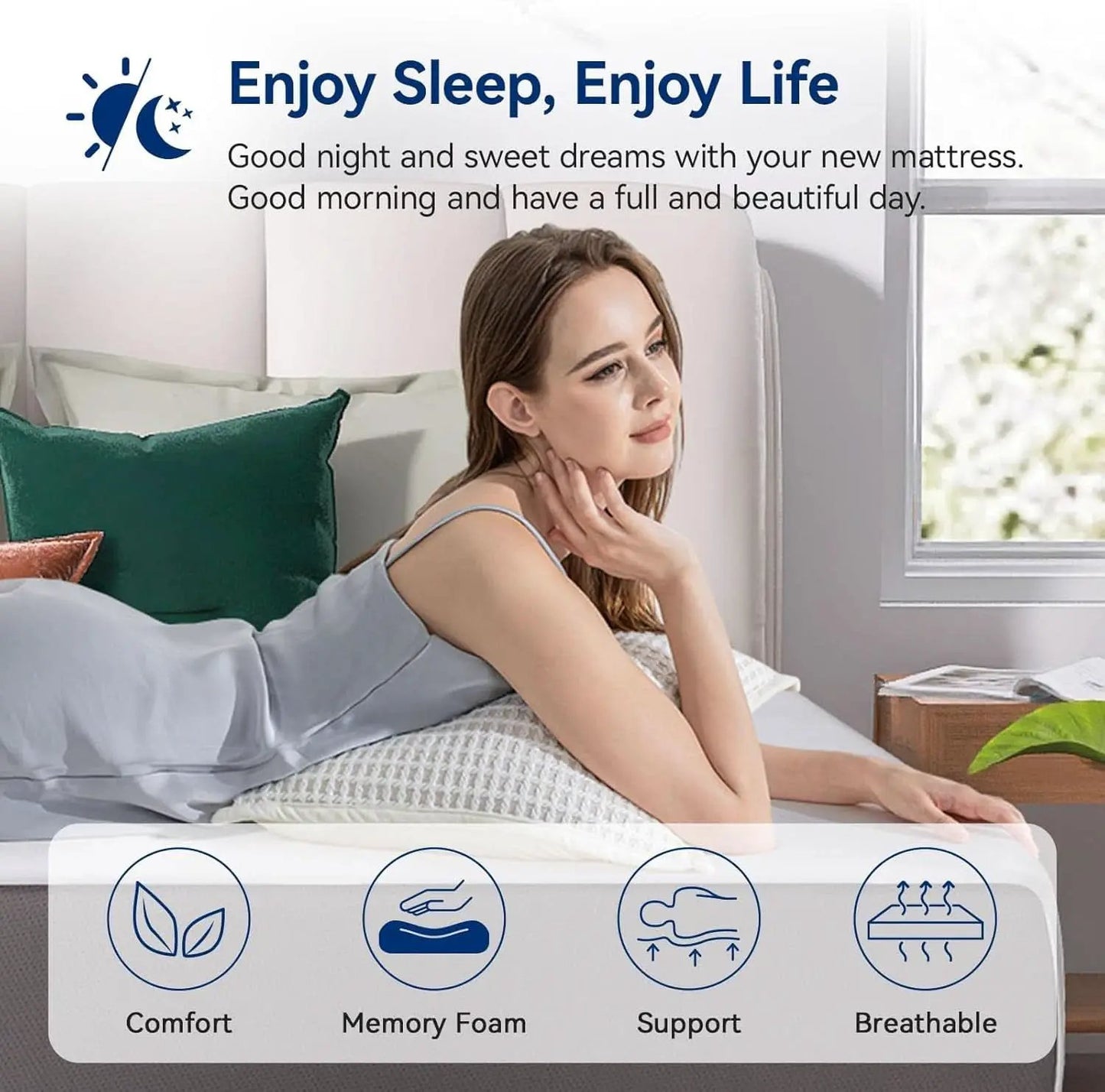 Memory Foam Mattress 12Inch Ultra Soft White Comfort from PriceLows™