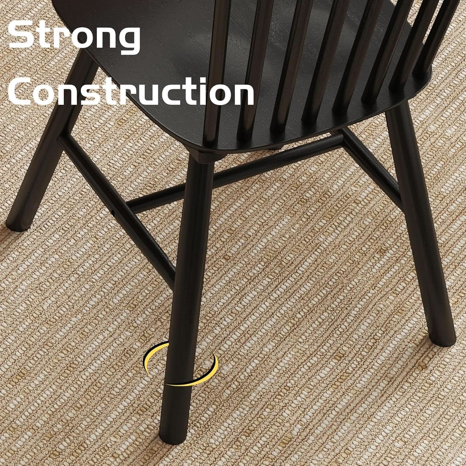 Windsor Spindle Back Dining Chair Armless Black Wood from PriceLows™