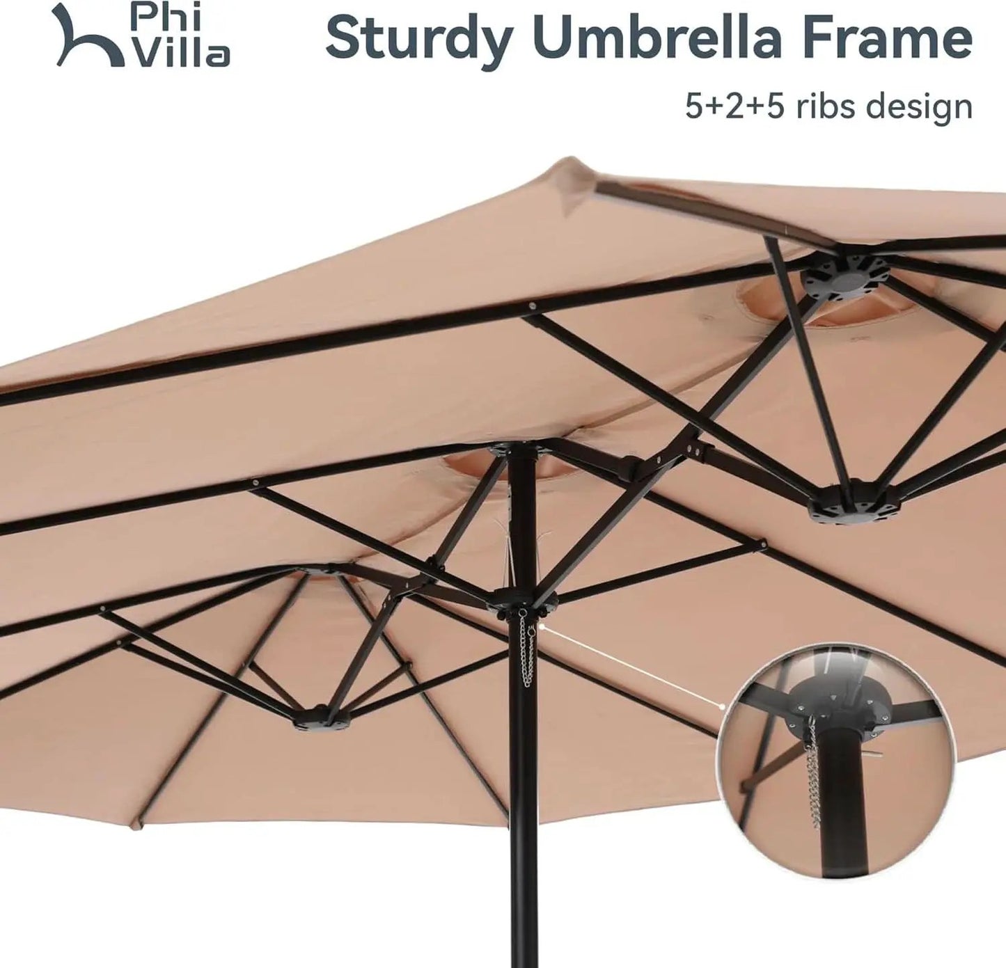 15 Foot Double Sided Patio Umbrella For Outdoor Shade from PriceLows™