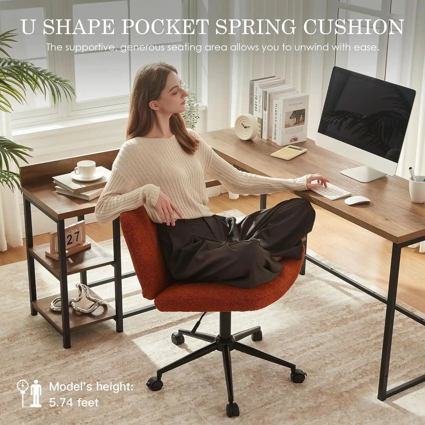 Orange Pocket Spring Office Chair For Computer Desk from PriceLows™