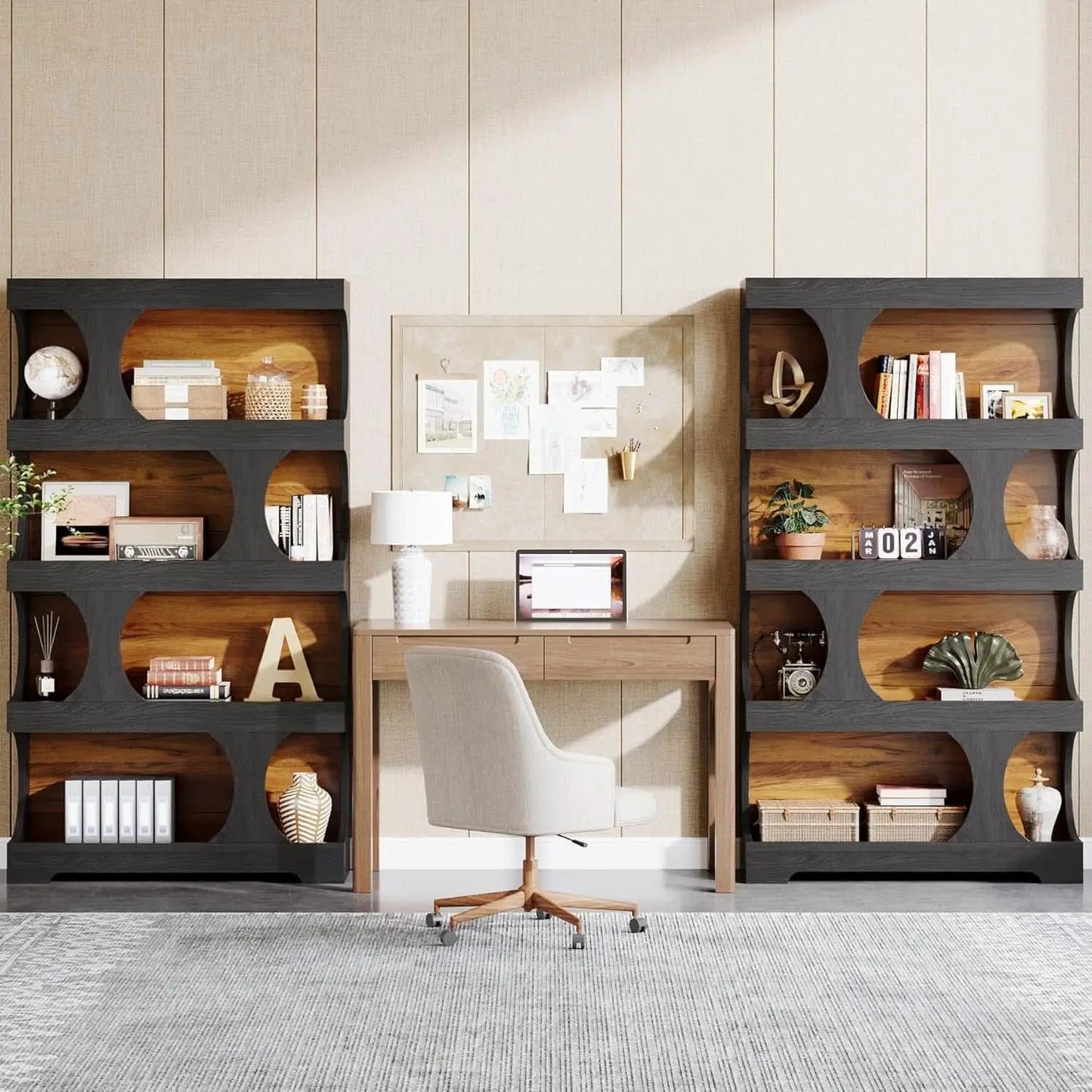 Black 71 Inch Tall Bookcase Modern Storage Display from PriceLows™