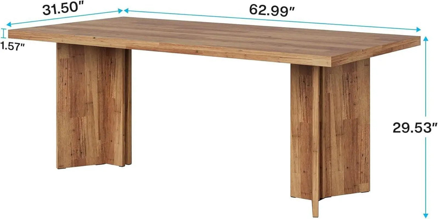63 Inch Walnut Farmhouse Dining Table Seats Four To Six from PriceLows™