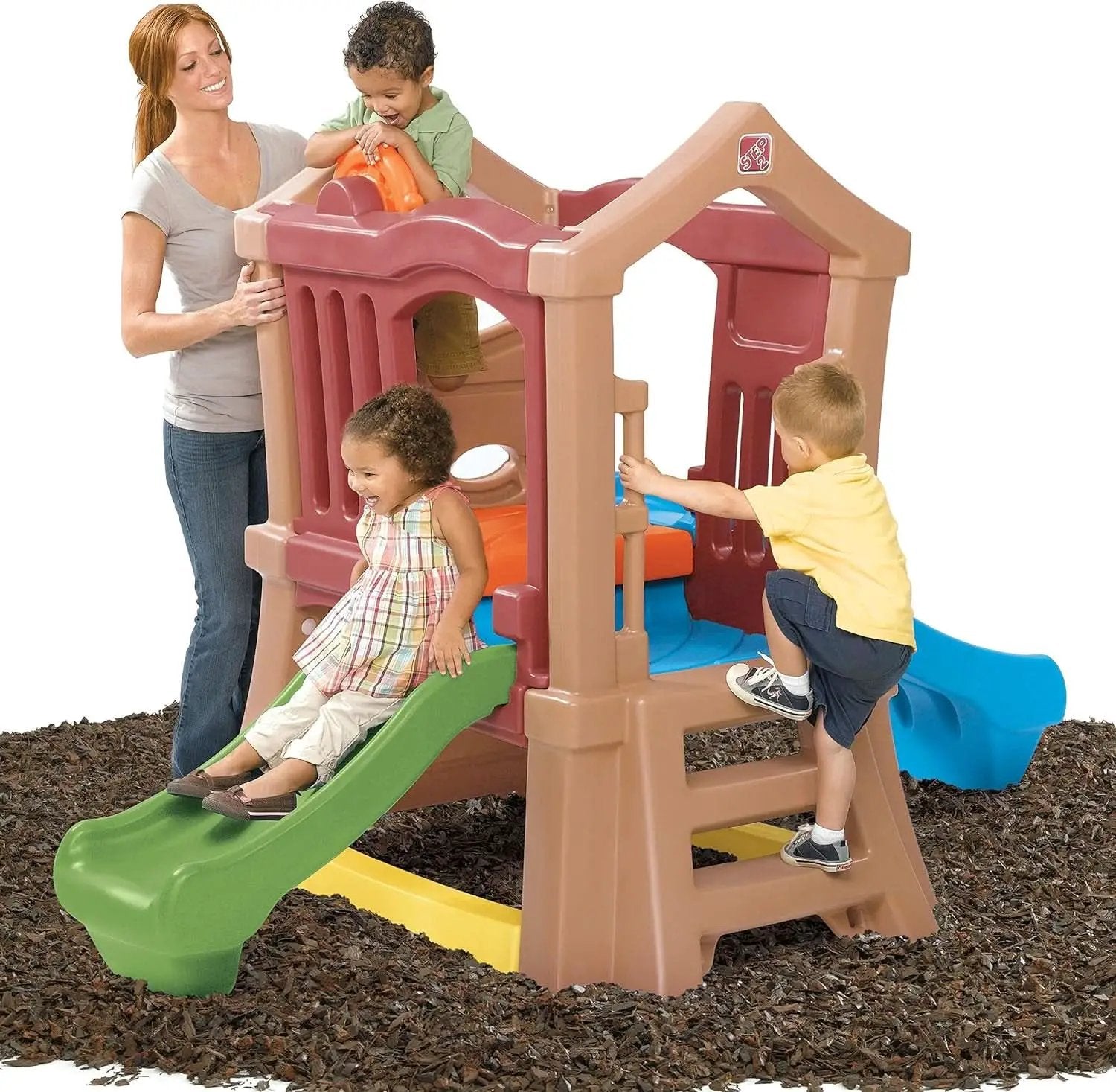 Play Up Double Slide Climber Outdoor Playset For Toddlers Ages 2 To 6 2 Slides from PriceLows™