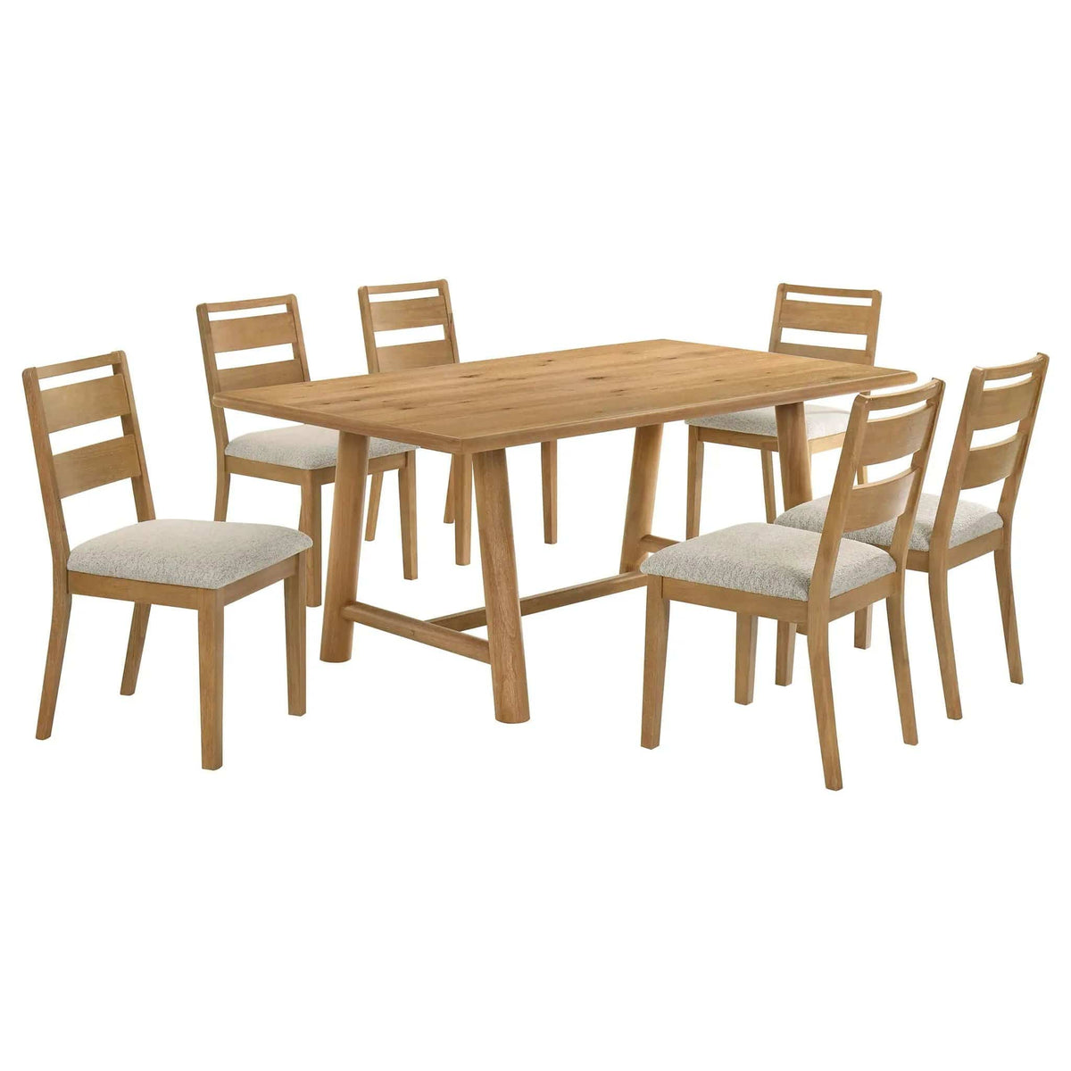 Duncan 7-piece Rectangular Wood Dining Table Set Washed | 7-Piece Set | Solid Wood & Rubberwood | Oak