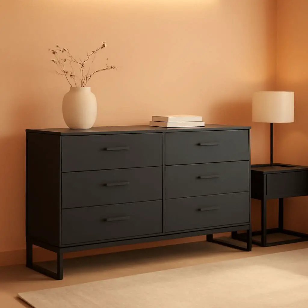 Socalle Modern 6-Drawer Dresser Black With Safety Stop from PriceLows™