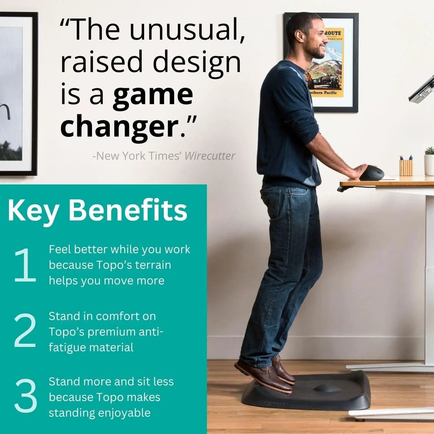 Topo Anti Fatigue Standing Desk Mat Obsidian Black from PriceLows™