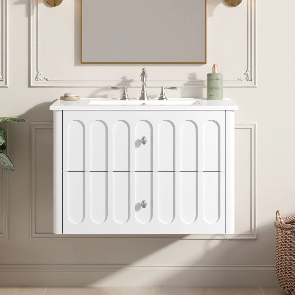 Floating Bathroom Vanity | Soft Close Drawers | Round Edge Basin