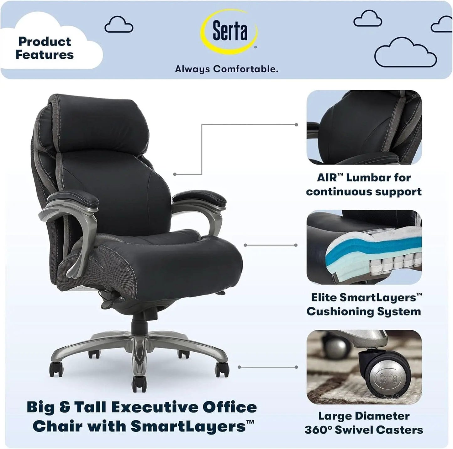 Executive Office Chair Big And Tall Air Technology from PriceLows™