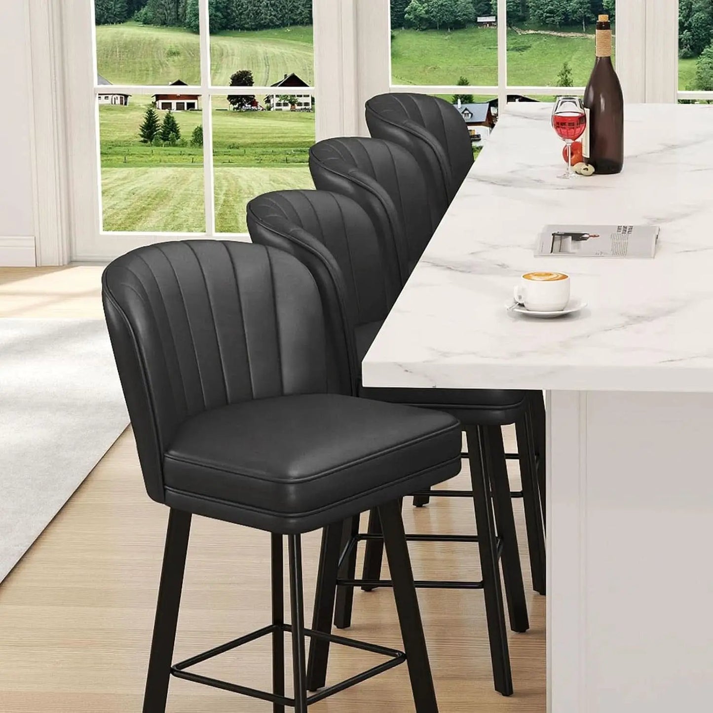 Modern Swivel Counter Height Bar Stools Set of Four from PriceLows™