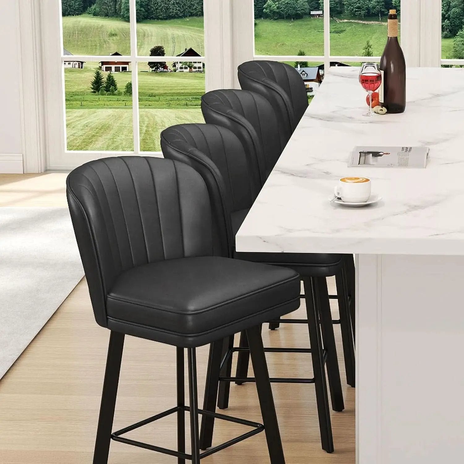 Modern Swivel Counter Height Bar Stools Set of Four from PriceLows™