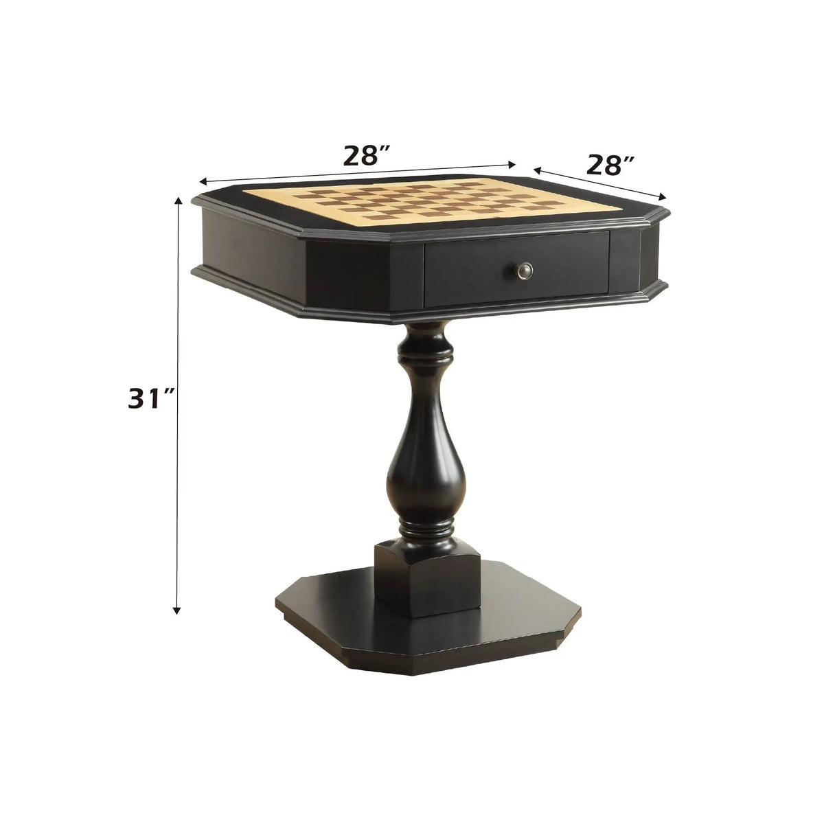 Bishop Chess Checker Game Table | Reversible 3-In-1 Game Tray | Two Drawers | Rich Finish