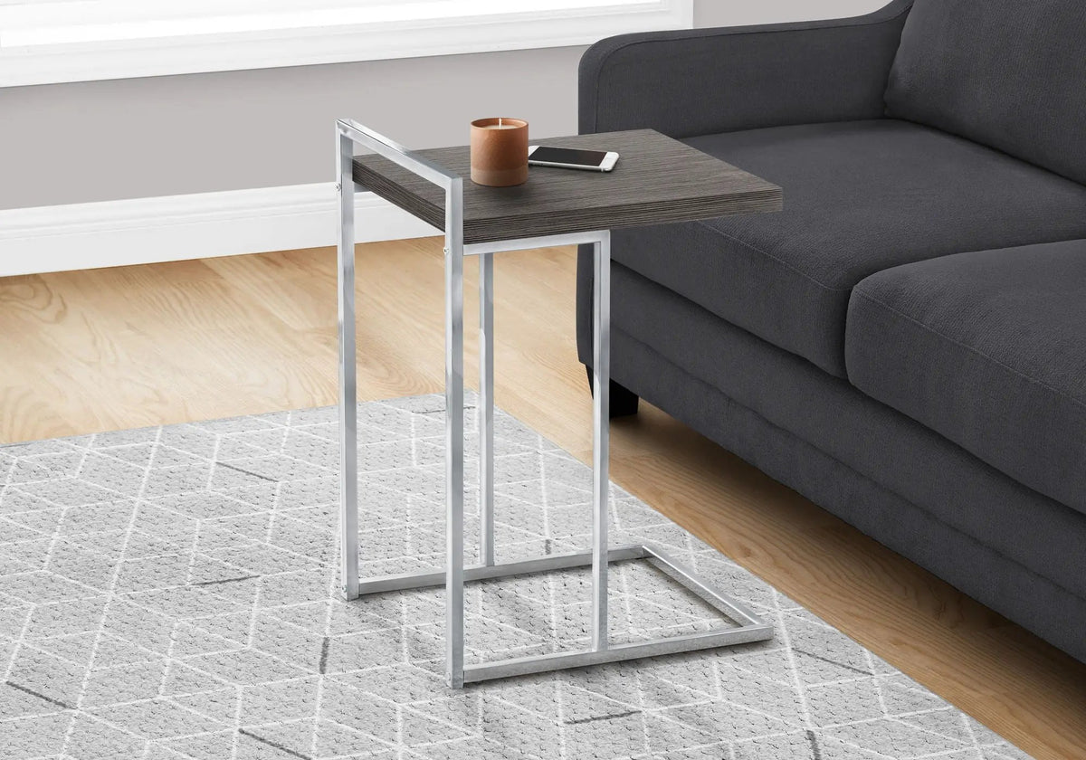 C-Shaped Accent Table | Sturdy Metal Base | Thick Rectangular Top | Portable And Lightweight