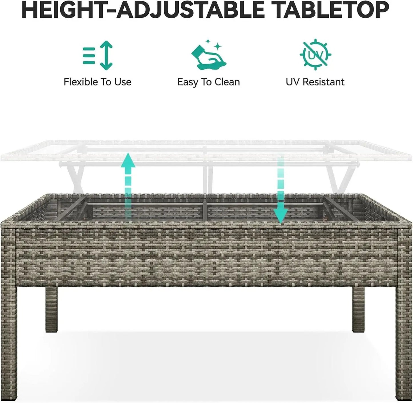 L Shaped Sectional Sofa Set With Lift Top Table Gray from PriceLows™