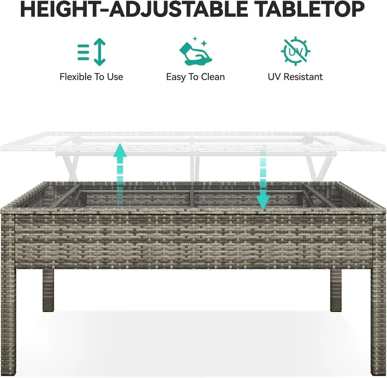 L Shaped Sectional Sofa Set With Lift Top Table Gray from PriceLows™