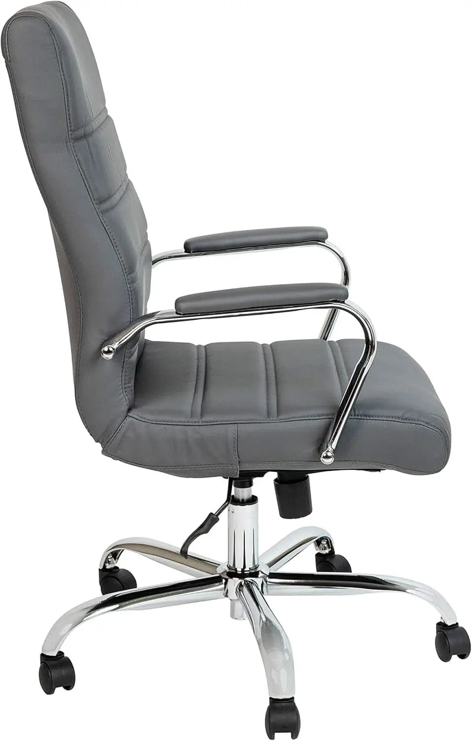 Whitney High Back Leather Office Chair With Adjustable Height Gray Chrome from PriceLows™