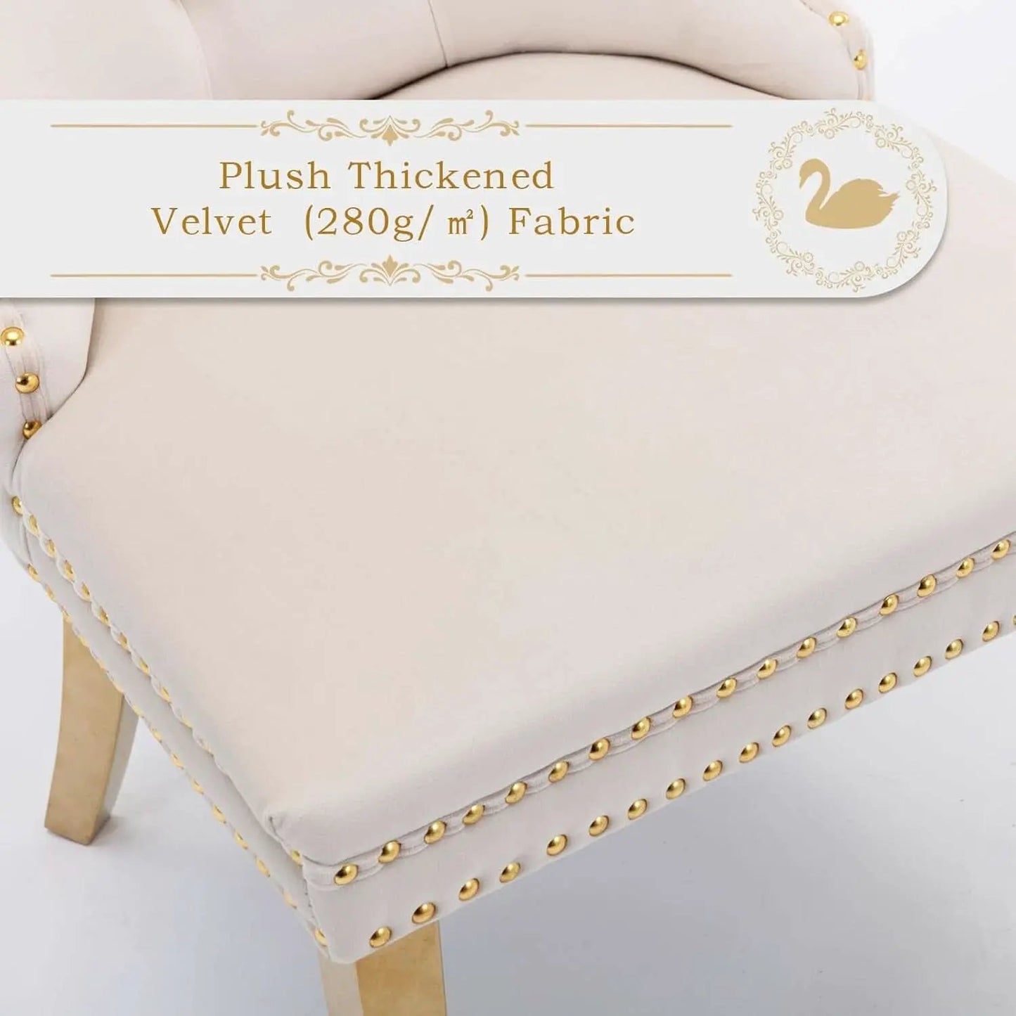 Velvet Dining Chairs Set Of 4 With Gold Plated Legs from PriceLows™