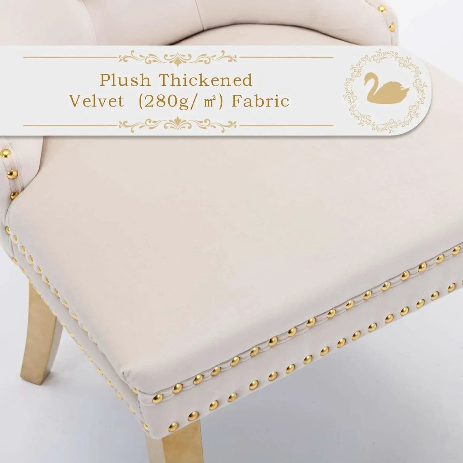 Velvet Dining Chairs Set Of 4 With Gold Plated Legs from PriceLows™