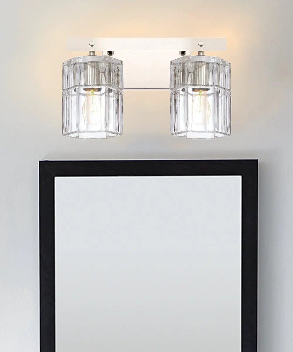 Bathroom Vanity Light | 14 Inch Wide | 2 Light | Polished Nickel