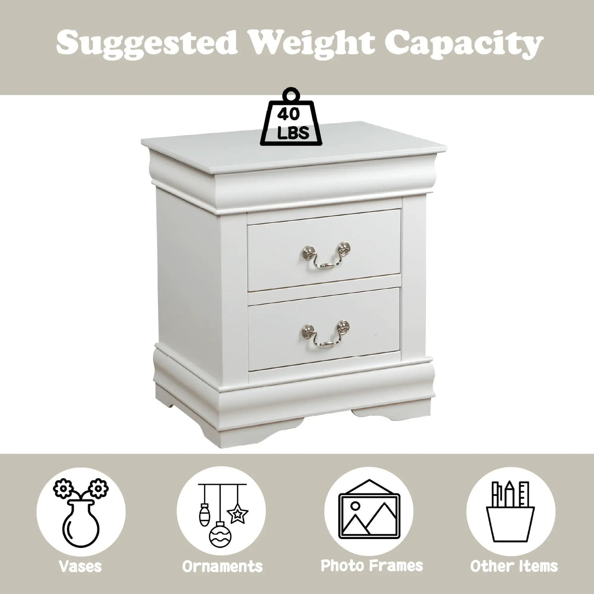 Nightstand | Modern Style | Two Large Drawers | Durable Frame