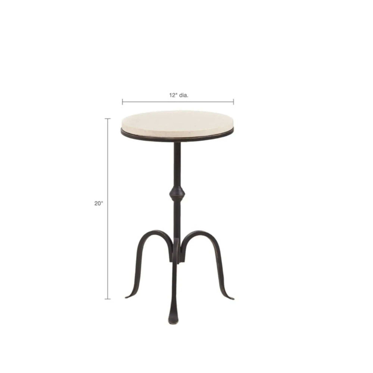 Gaberial Accent Table With Top | 11.75 x 11.75 x 20 in | Marble & Metal | Black
