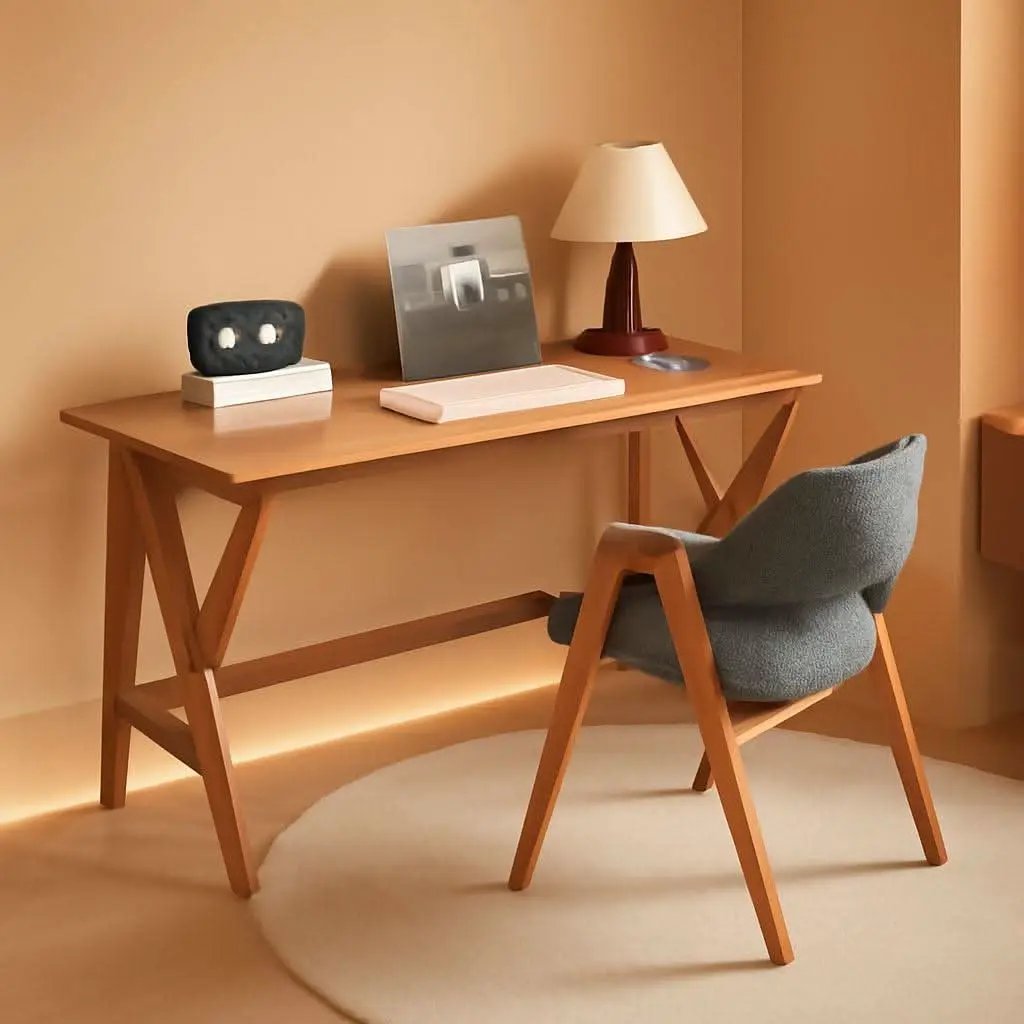 Natural Oak Industrial Style Solid Wood 47 Inch Wide Desk from PriceLows™