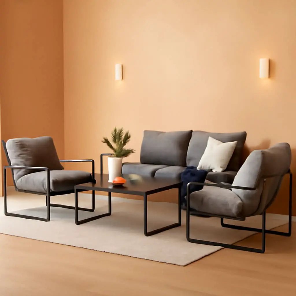 4 Piece Patio Outdoor Furniture Set With Modern Metal Sofa And Coffee Table from PriceLows™
