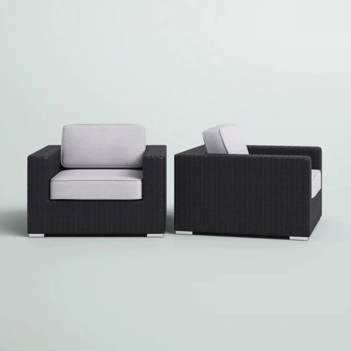 Patio Armchair With Cushions | Four Olefin Cushions | Industrial Accents | Weather-Resistant Build