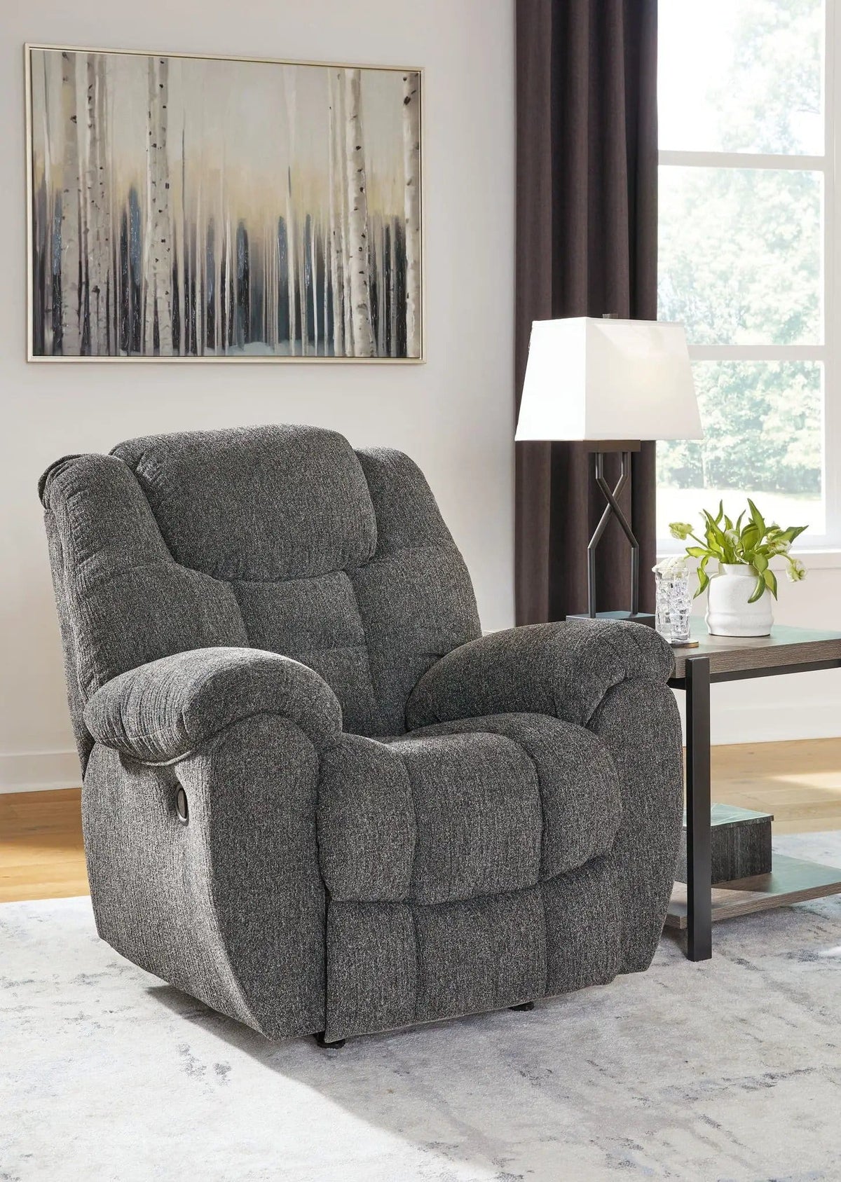 Foreside Rocker Recliner Rocker Chair | 41 x 43 x 44 in | Fabric & Metal | Charcoal
