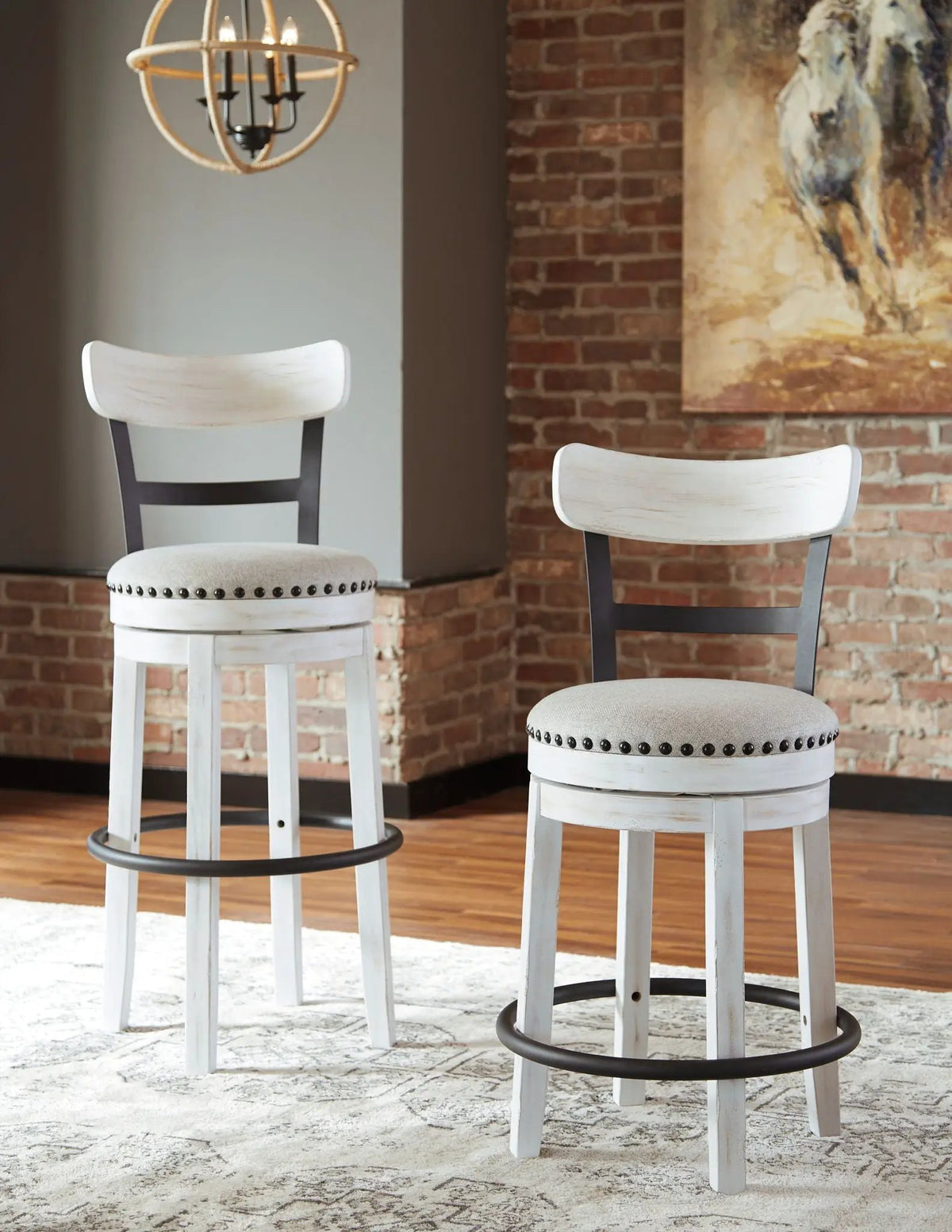 Valebeck Swivel Stool | Full Back | Rustic-Industrial Style | Barstool Height