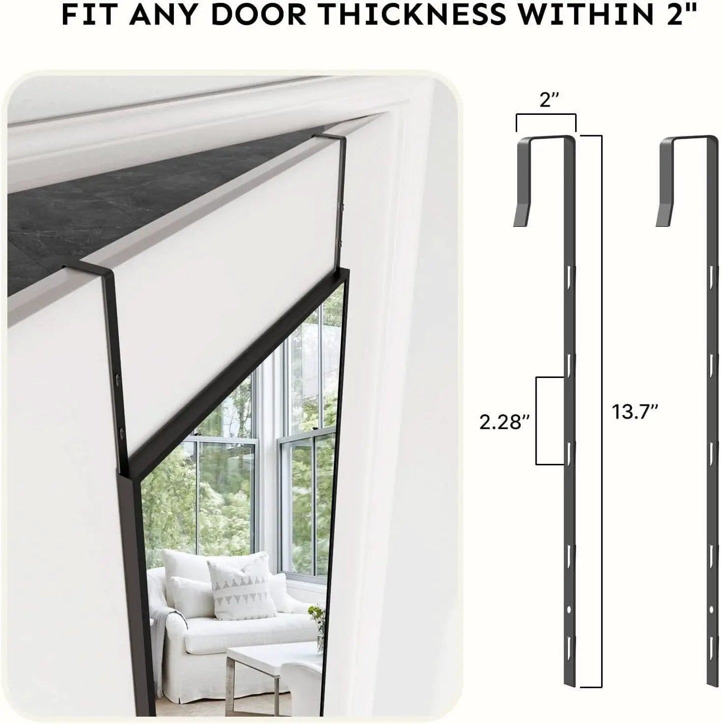 48x14 Inch Full Length Tempered Glass Door Mirror Over Door from PriceLows™