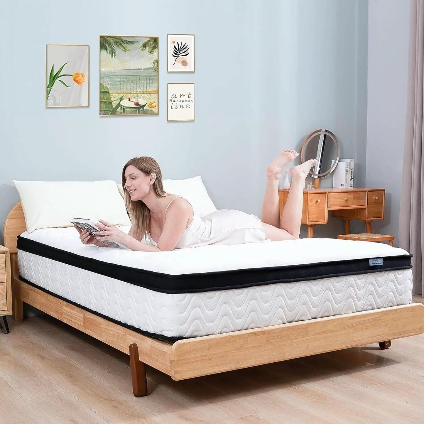 Full Size 10 Inch Hybrid Mattress Fiberglass Free Breathable from PriceLows™