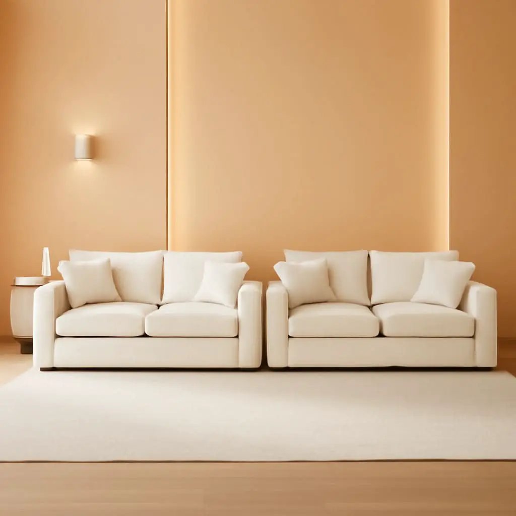 Oversized 2 Piece Sofa Set Beige 3 Seater And Loveseat from PriceLows™