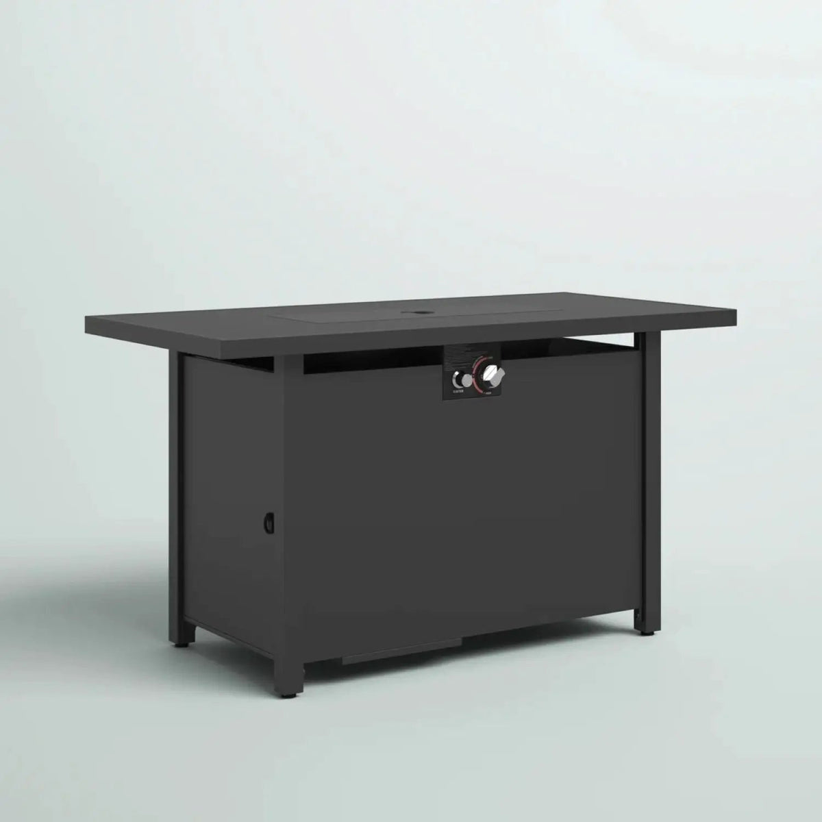 Dark Gray Fire Pit Table | Stainless Steel Top | Lava Rocks | Propane Or Natural Gas