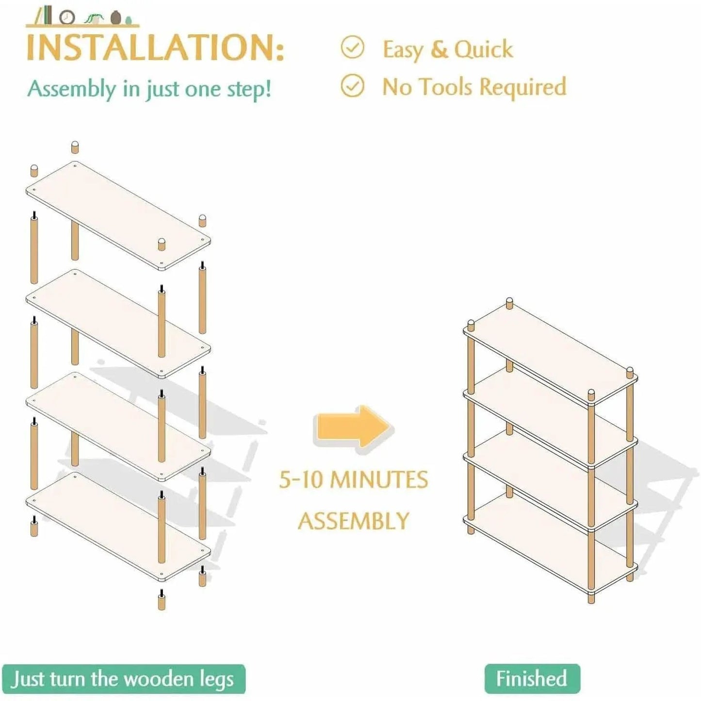 Three Tier White Bookcase Free Standing Display Rack from PriceLows™