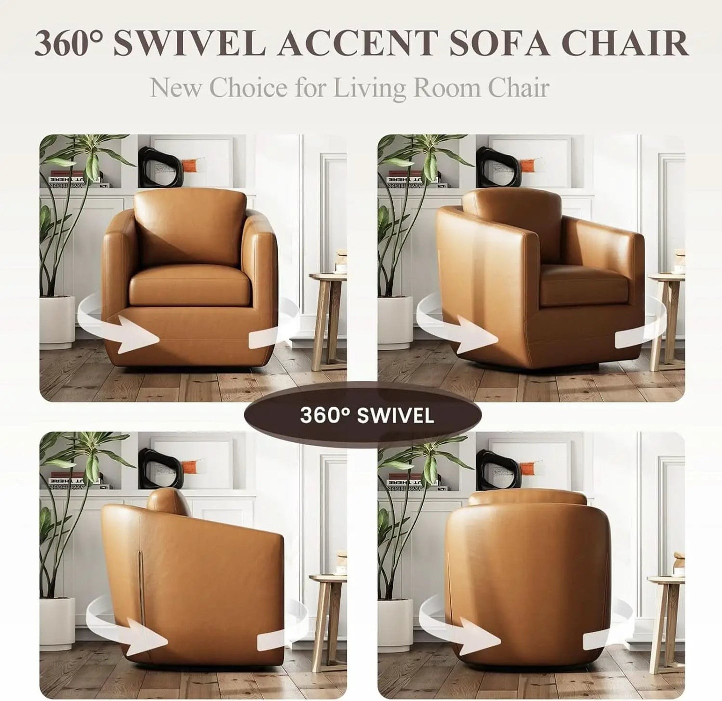 Brown 360 Degree Swivel Premium Upholstered Chairs from PriceLows™