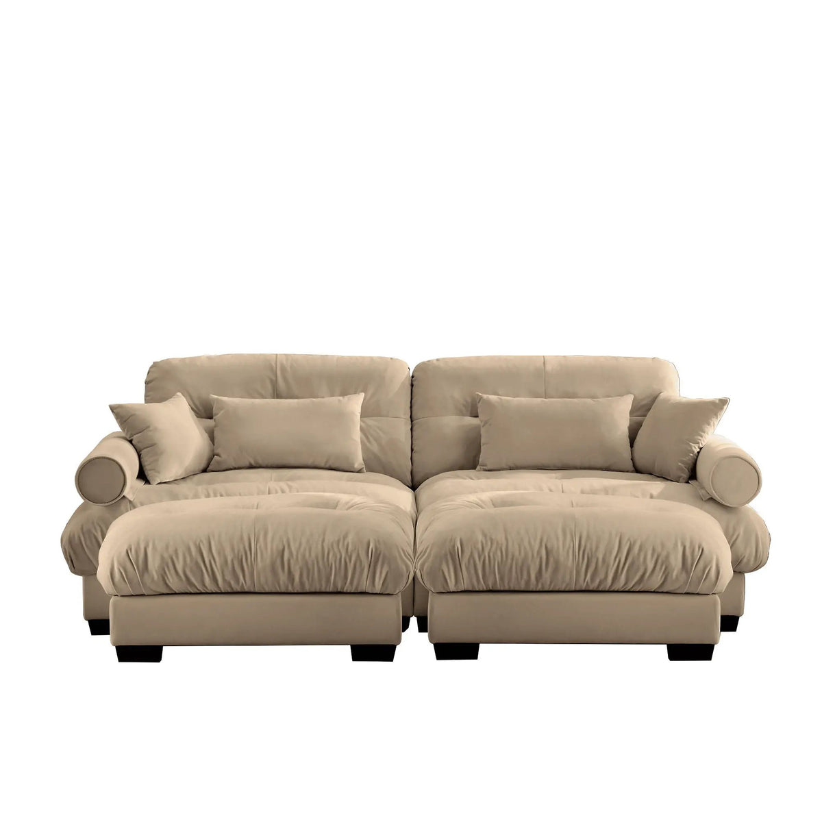 Modern Sectional Sofa | With Ottoman | Deep Seat Cushions | Throw Pillows