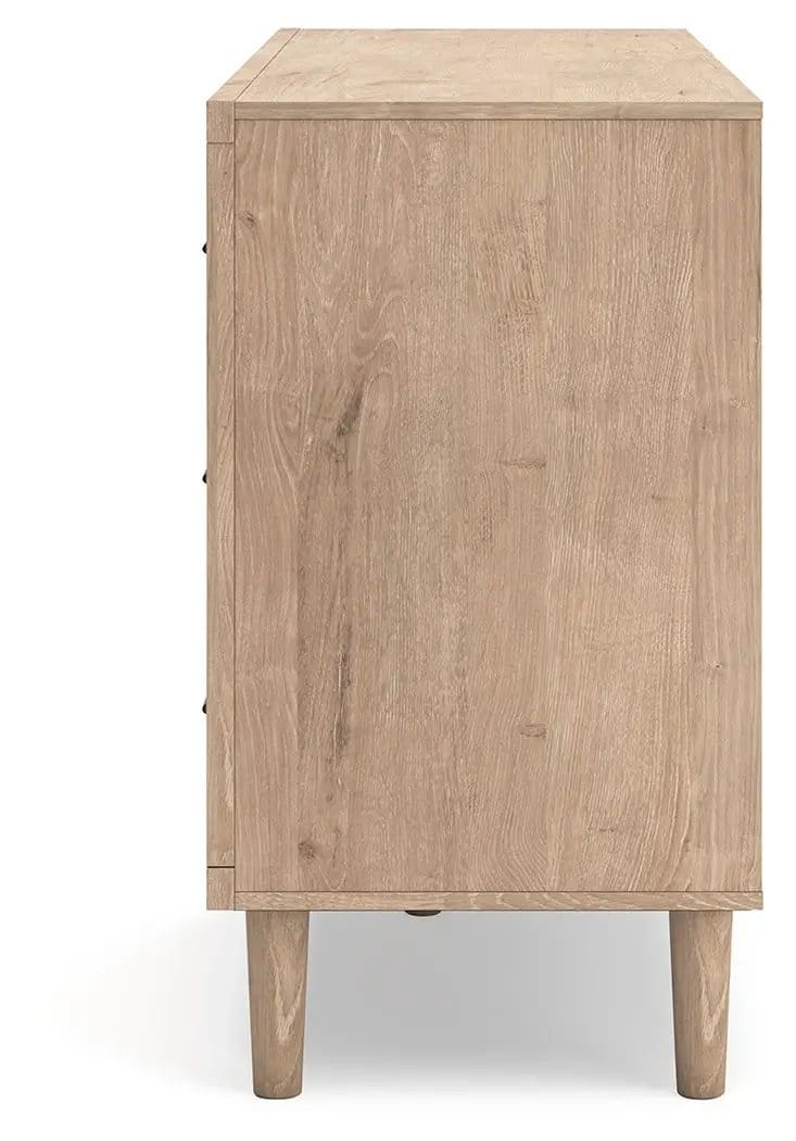 Cielden Six Drawer Dresser | 62.01 x 19.65 x 35.67 in | Engineered Wood & Linen | Two-Tone