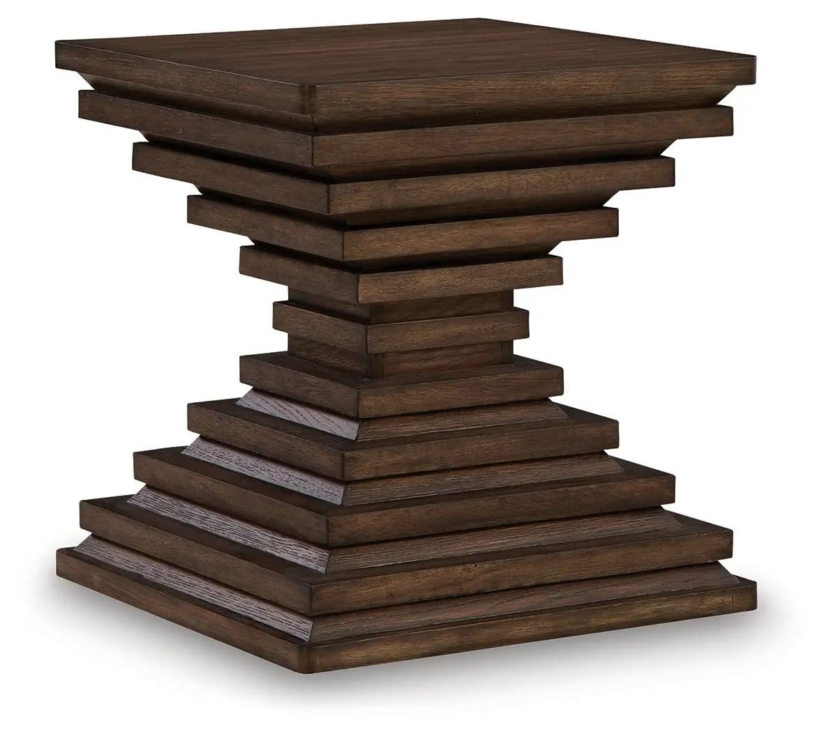 Hannodream Square End Table | 22 x 22 x 24 in | Oak Veneer & Mdf | Warm Brown