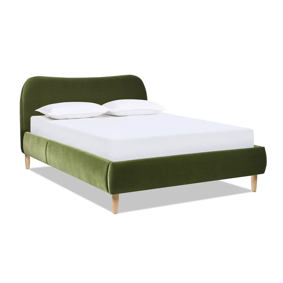 Roman Upholstered Platform Bed | Curved Headboard | Upholstered Rails | Eco-Friendly Construction