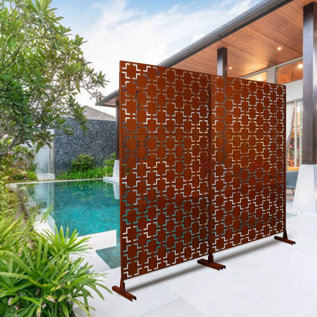 Metal Privacy Screen | Freestanding Divider | Rust Resistant